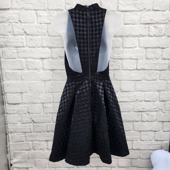 Alice & Olivia Needman Black Checkered Mock Neck A-Line Dress  Size 0 - Picture 7 of 14